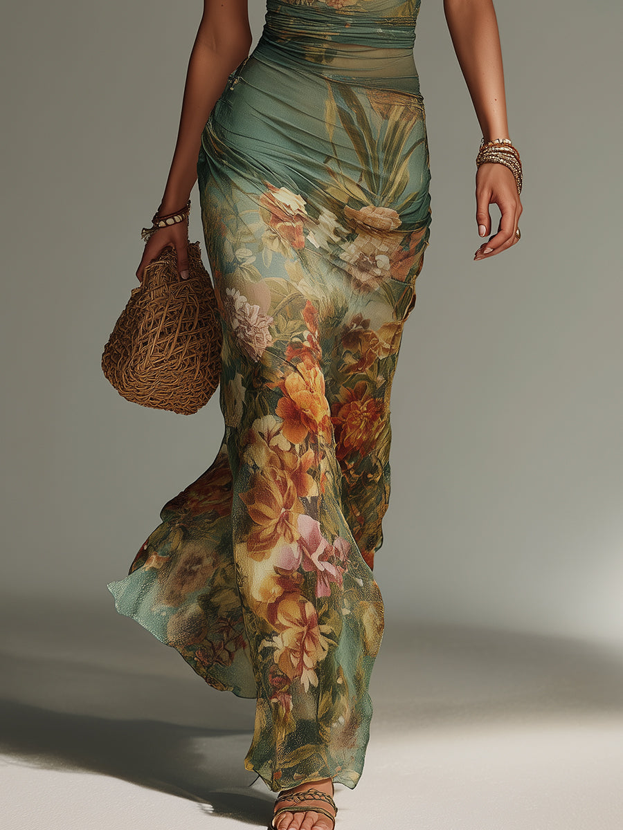 Séverine – Robe longue fleurie en résille, image 7