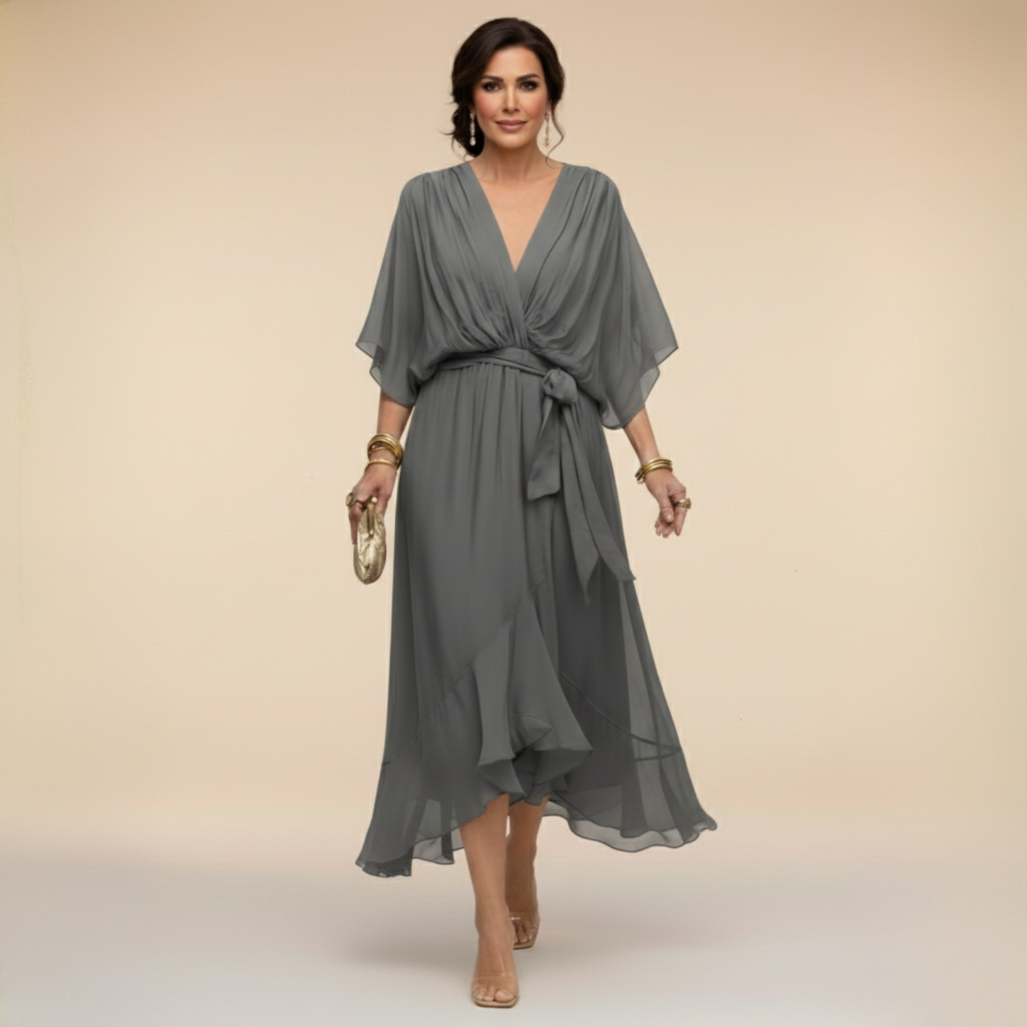 Marcelline – Robe fluide à col V et jupe étagée, image 12