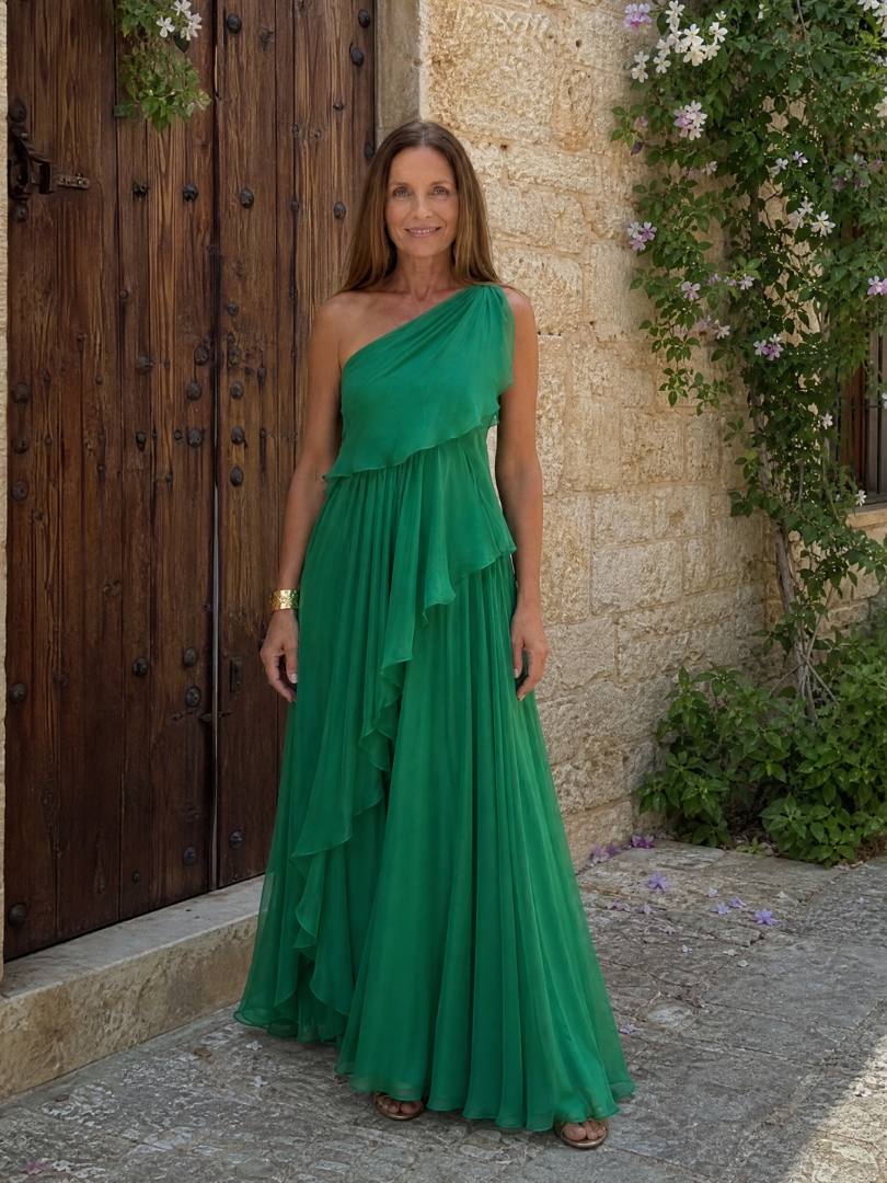 Césarine – Robe longue asymétrique à volants, image 5