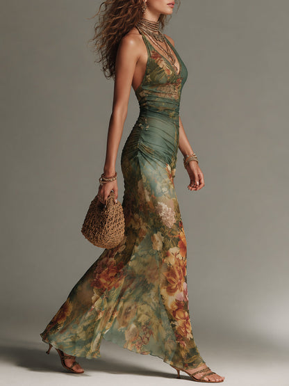Séverine – Robe longue fleurie en résille, image 2