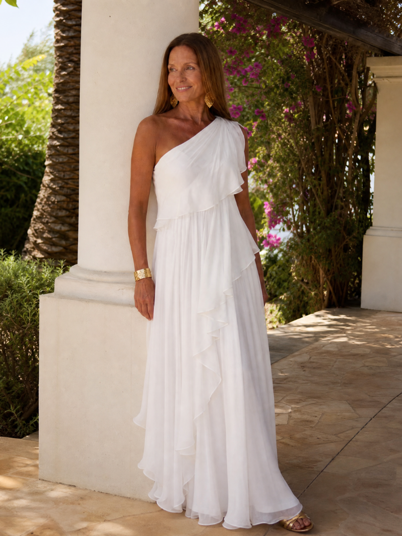 Césarine – Robe longue asymétrique à volants, image 9