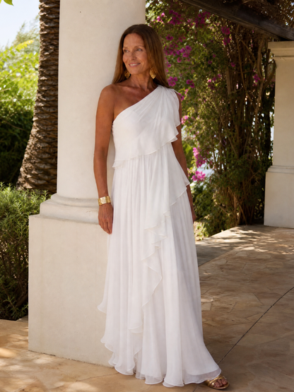 Césarine – Robe longue asymétrique à volants, image 9