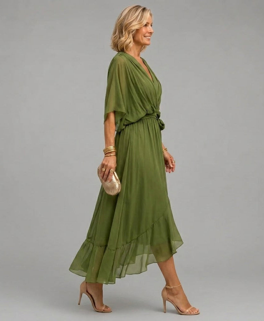 Marcelline – Robe fluide à col V et jupe étagée, image 2