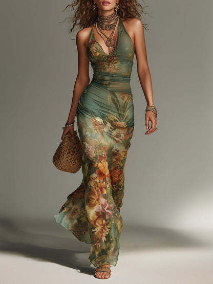 Séverine – Robe longue fleurie en résille, image 1