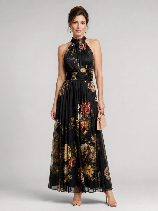 Isaure – Robe midi fleurie à col halter, image 1