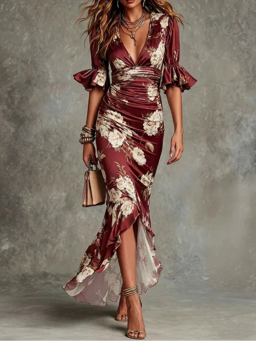 Camelia – Robe fleurie en satin, image 3