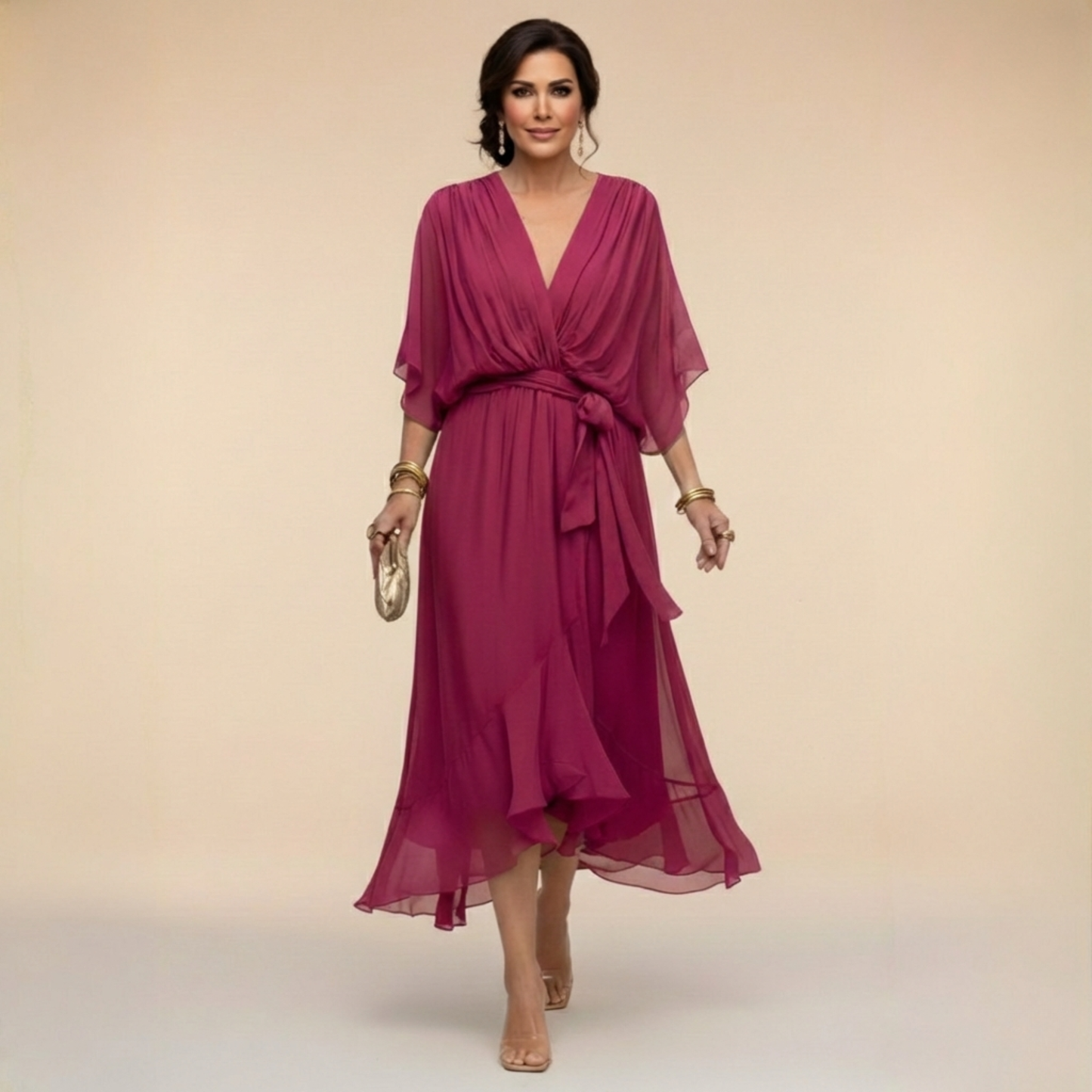 Marcelline – Robe fluide à col V et jupe étagée, image 6