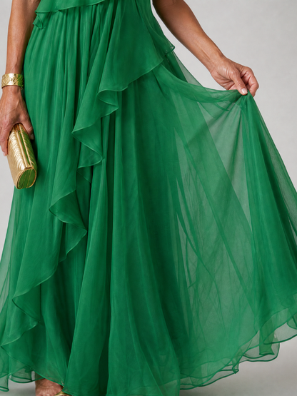 Césarine – Robe longue asymétrique à volants, image 4