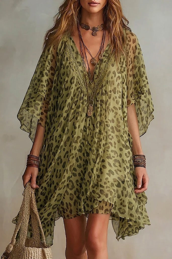 Bianca – Robe fluide en mousseline à imprimé léopard, image 1