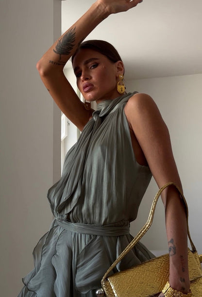 Valeria – Robe longue dos nu à volants, image 6