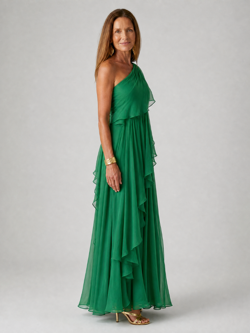 Césarine – Robe longue asymétrique à volants, image 2