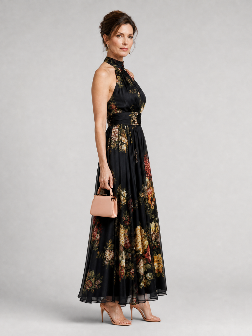 Isaure – Robe midi fleurie à col halter, image 4