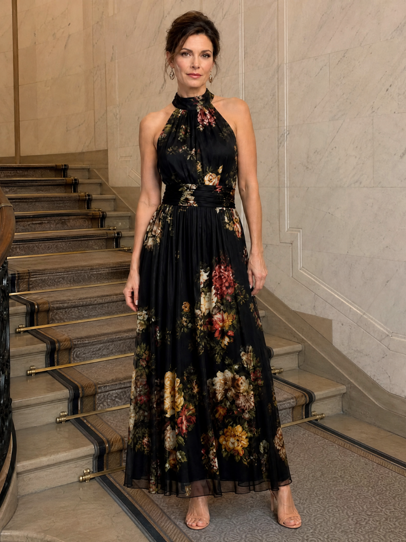 Isaure – Robe midi fleurie à col halter, image 5