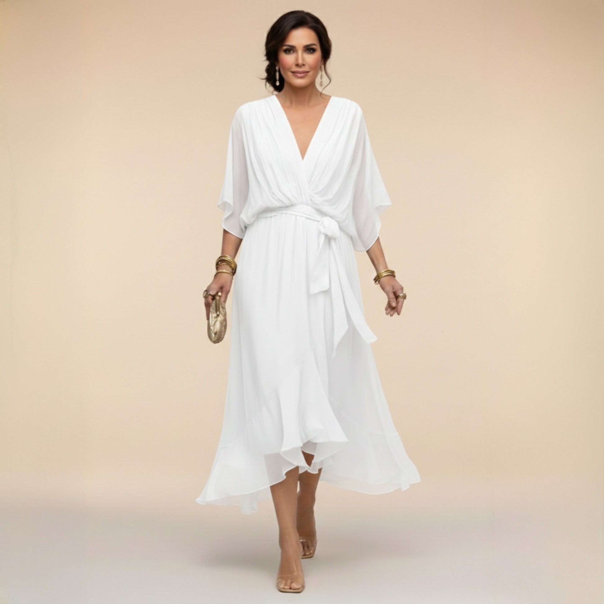 Marcelline – Robe fluide à col V et jupe étagée, image 8
