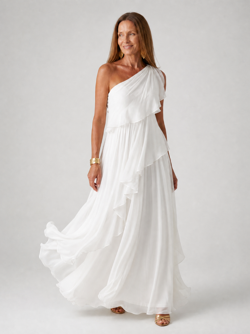 Césarine – Robe longue asymétrique à volants, image 8