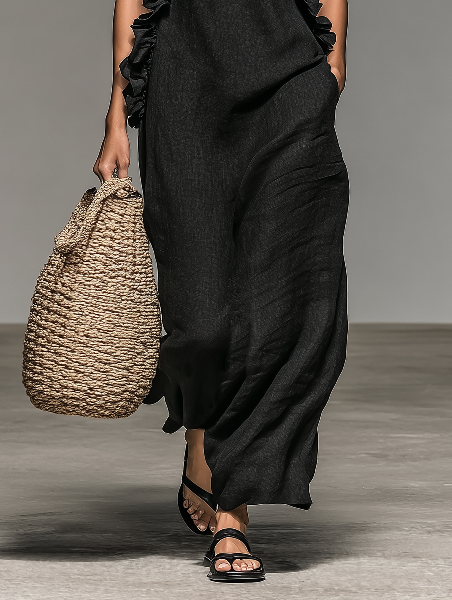 Aliette – Robe longue fluide à volants et poches, image 4