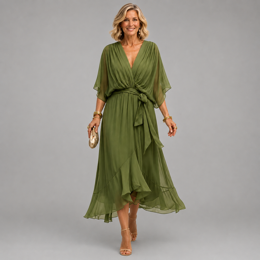 Marcelline – Robe fluide à col V et jupe étagée, image 1
