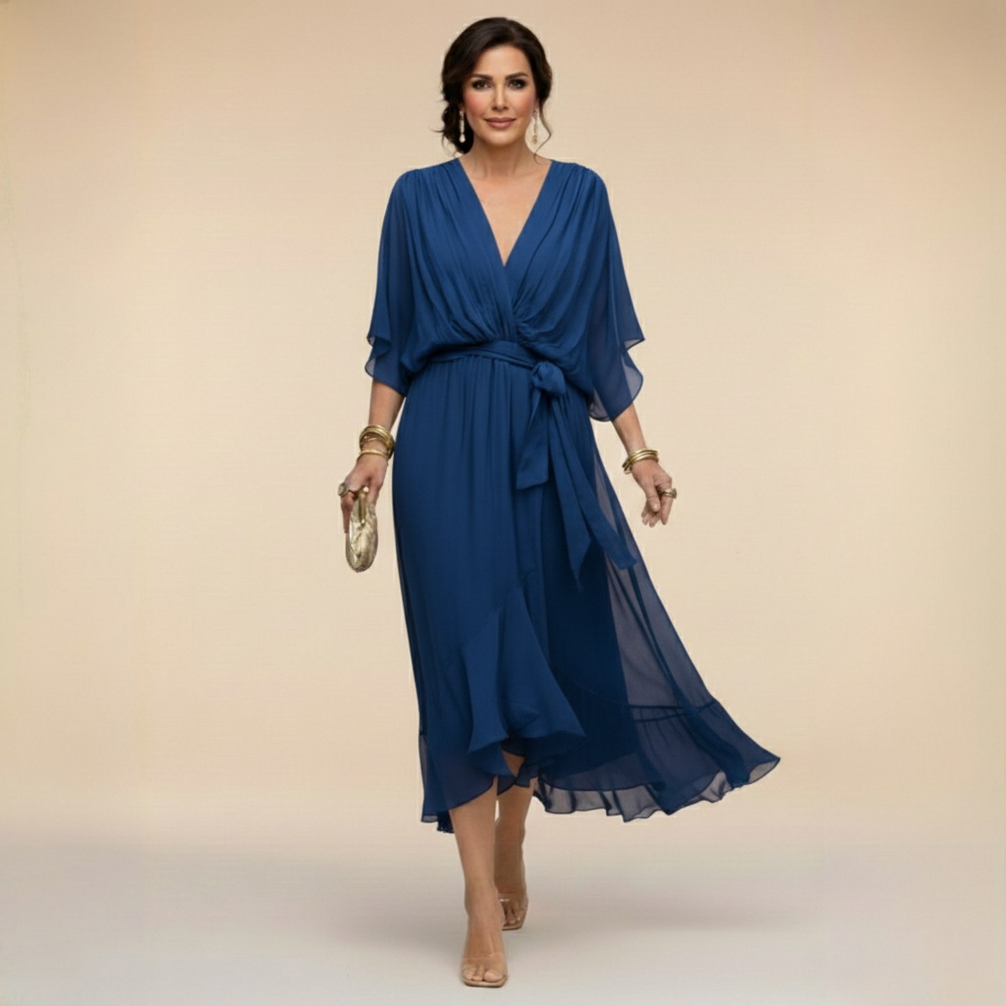 Marcelline – Robe fluide à col V et jupe étagée, image 5