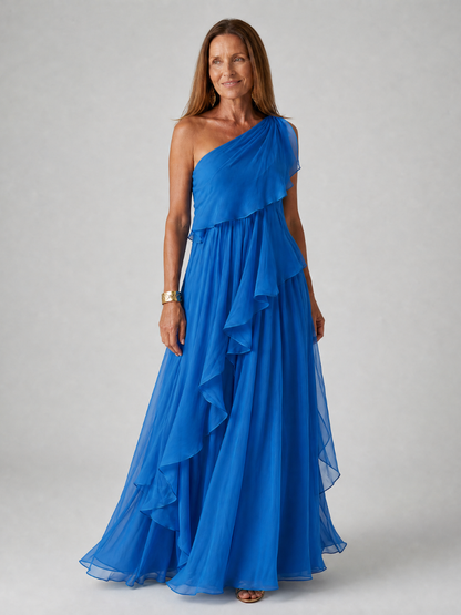 Césarine – Robe longue asymétrique à volants, image 10
