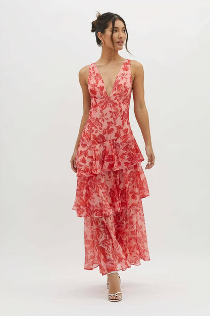 Adèle – Robe fleurie fluide à décolleté profond, image 4