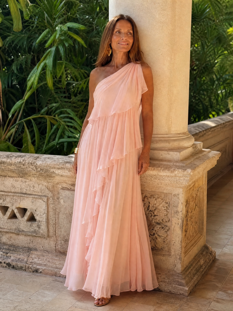 Césarine – Robe longue asymétrique à volants, image 7