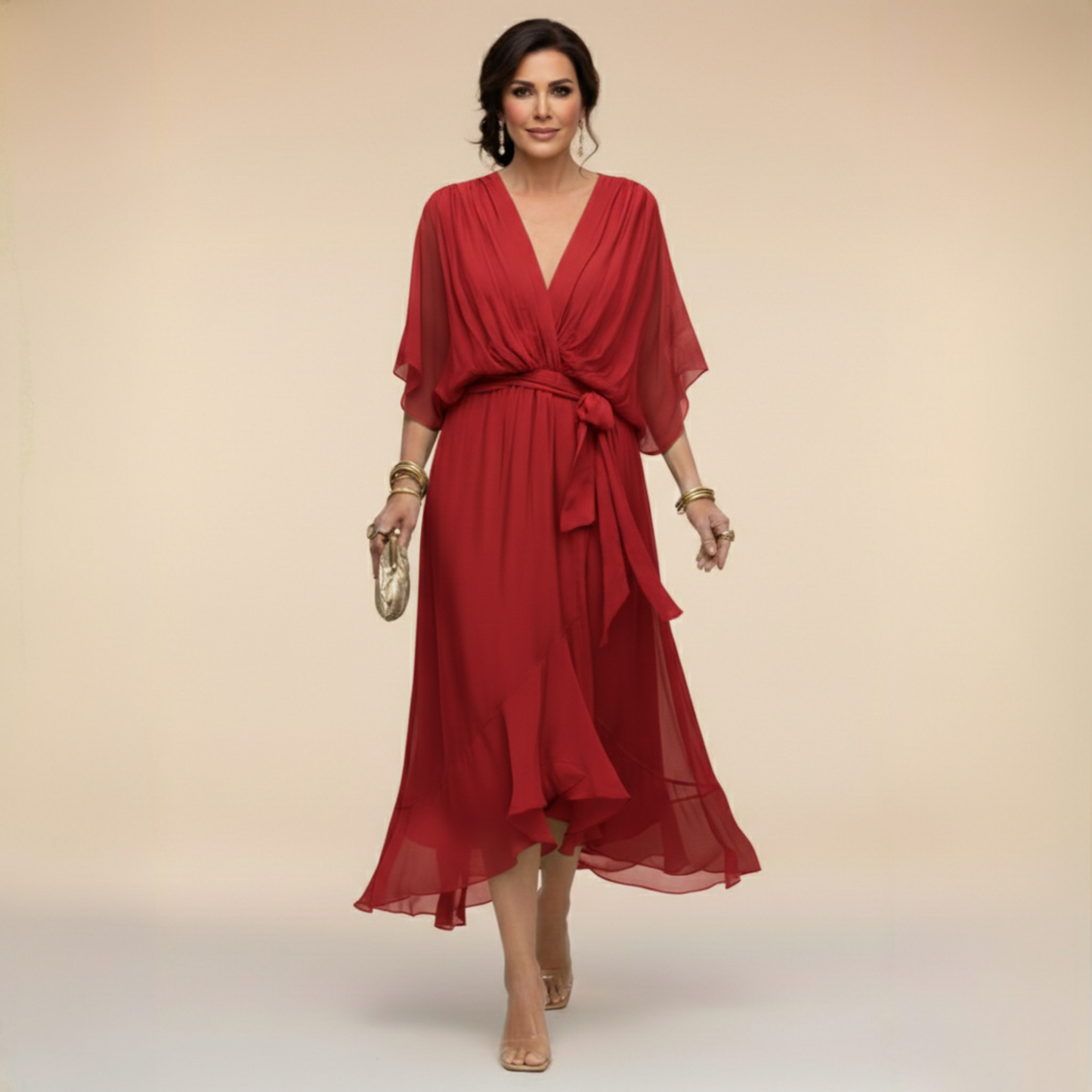 Marcelline – Robe fluide à col V et jupe étagée, image 9