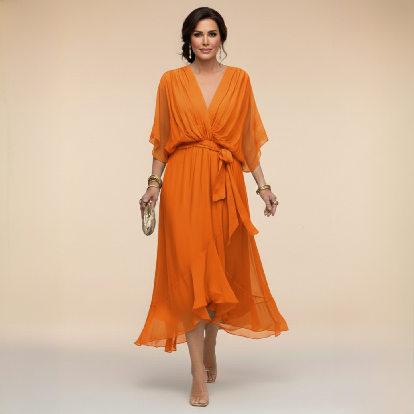 Marcelline – Robe fluide à col V et jupe étagée, image 10