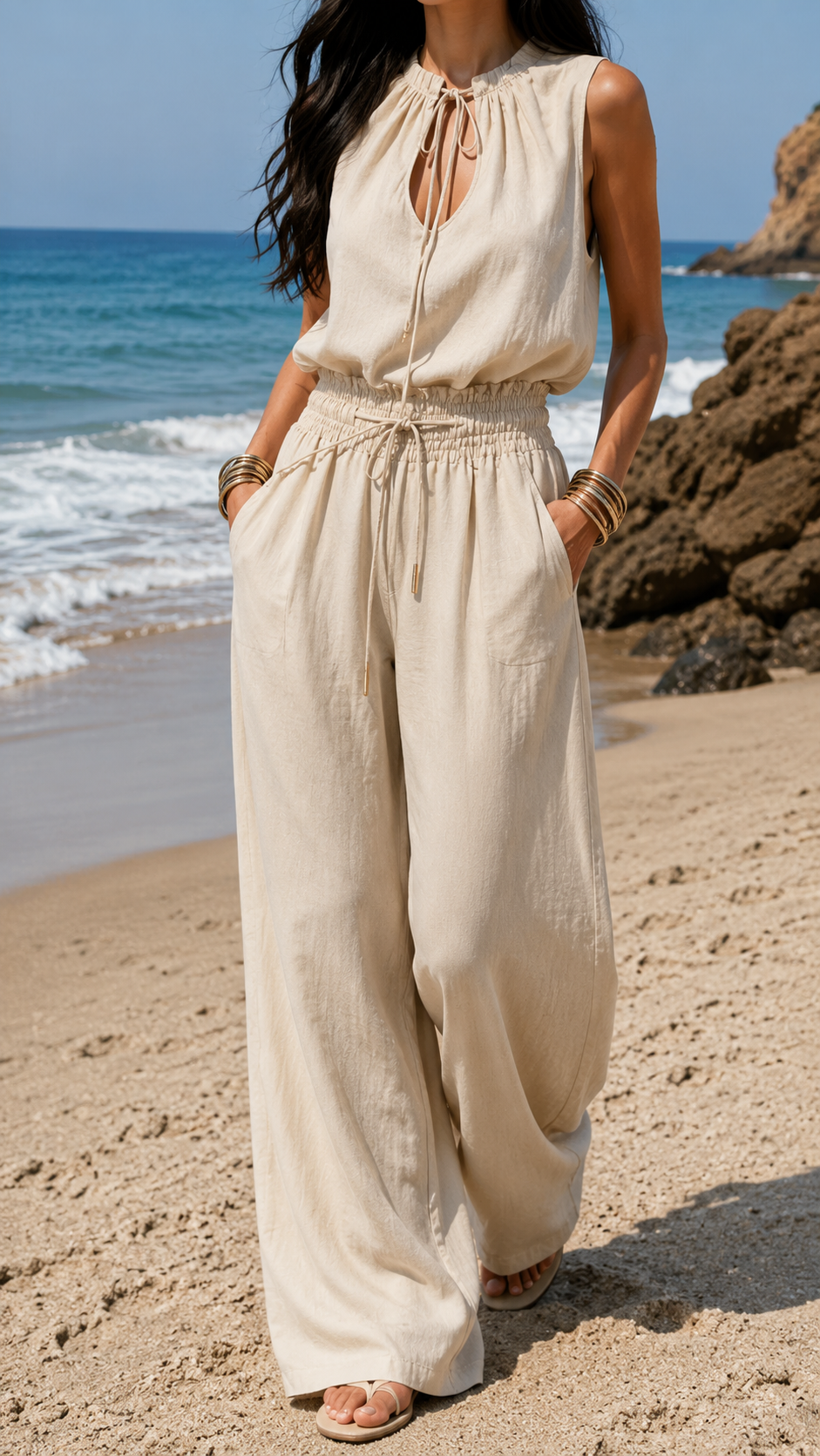 Combinaison Boho Sable Blanc, image 2
