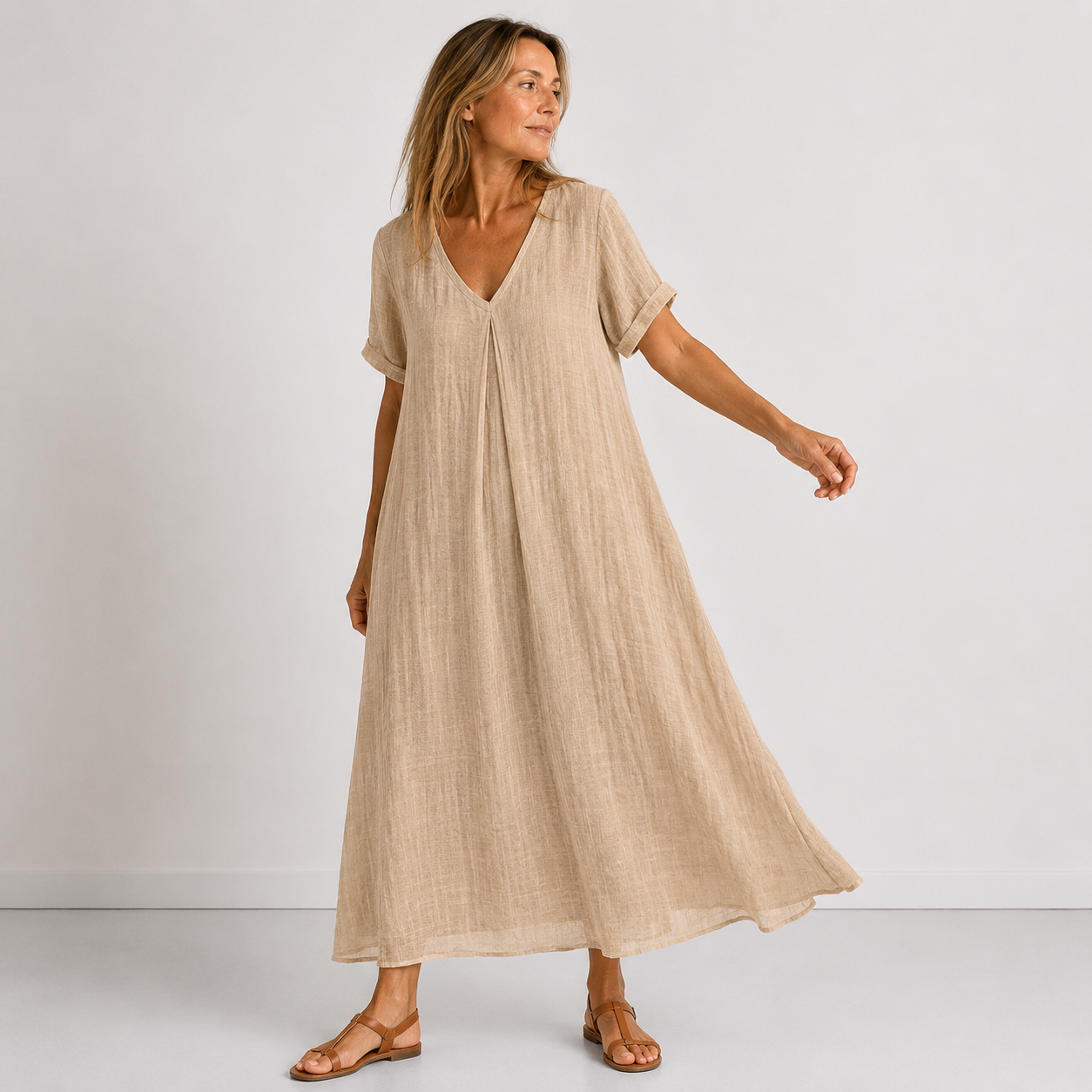 Violette – Robe longue fluide en lin, image 5