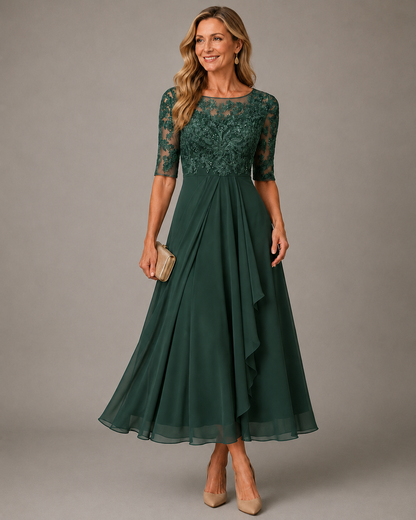 Bérangère – Robe midi en dentelle à jupe étagée, image 4