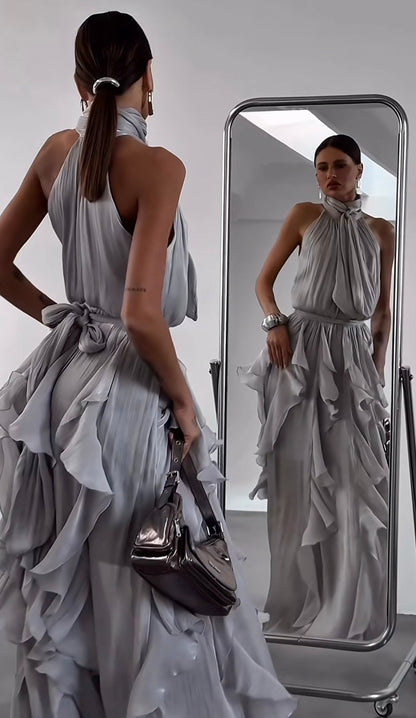 Valeria – Robe longue dos nu à volants, image 8