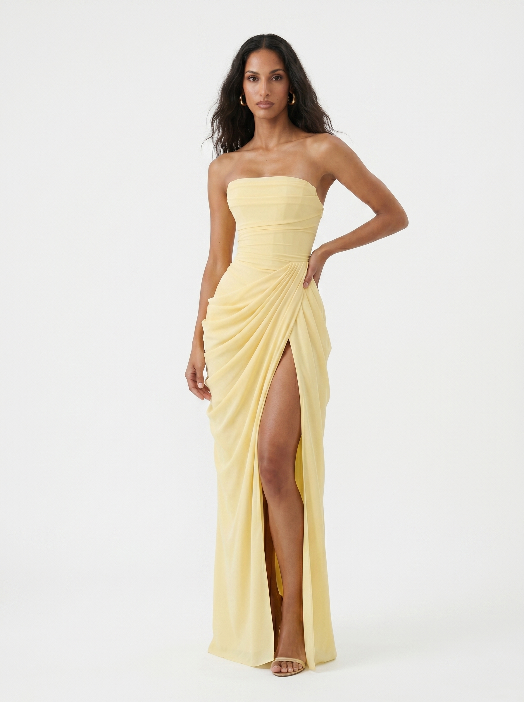 Clélia – Robe longue asymétrique à dos lacé, image 4