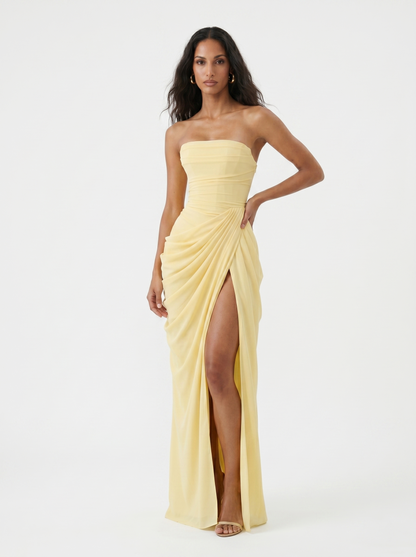 Clélia – Robe longue asymétrique à dos lacé, image 4