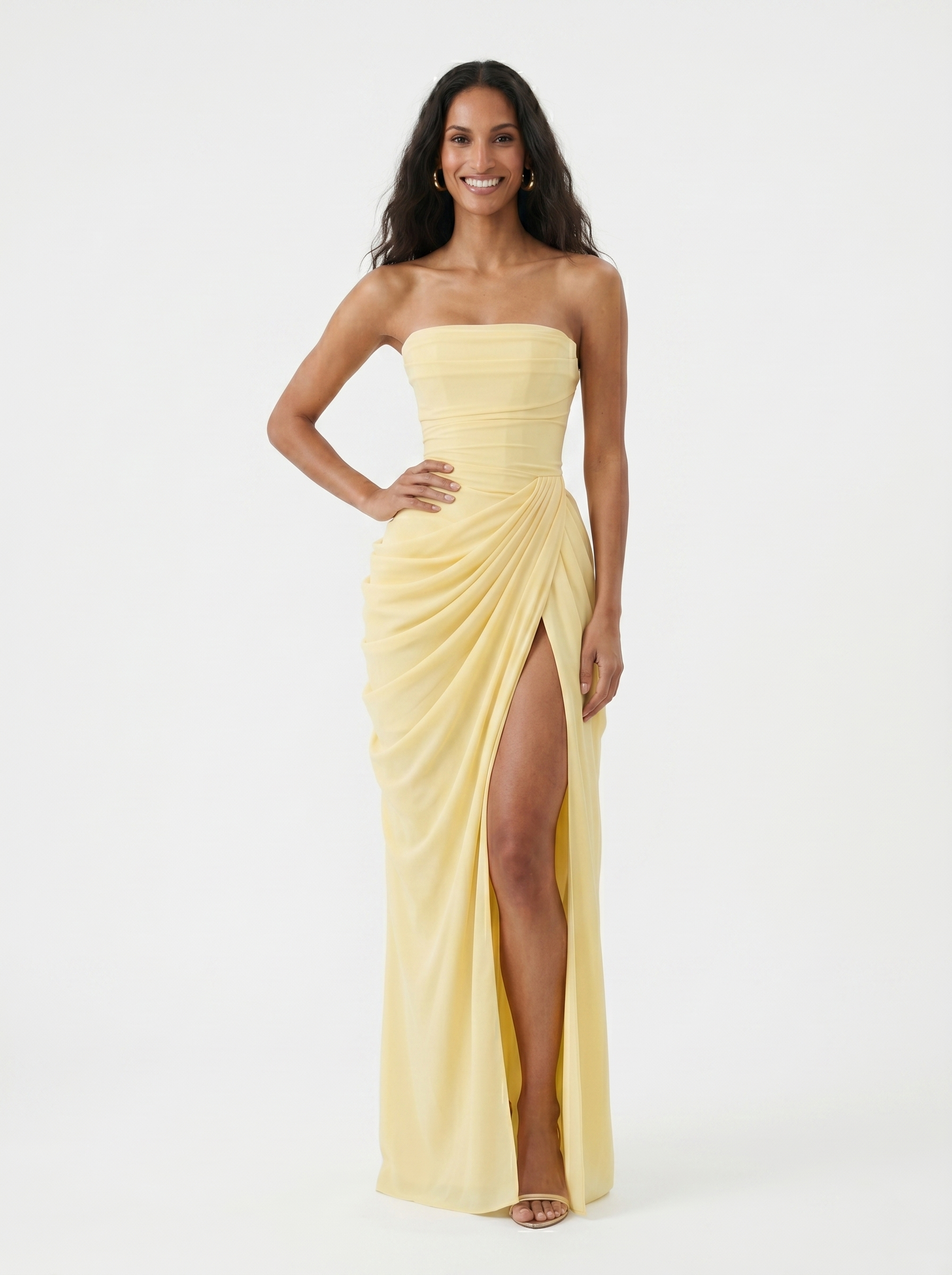 Clélia – Robe longue asymétrique à dos lacé, image 3