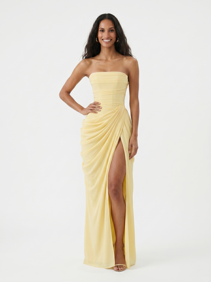 Clélia – Robe longue asymétrique à dos lacé, image 3