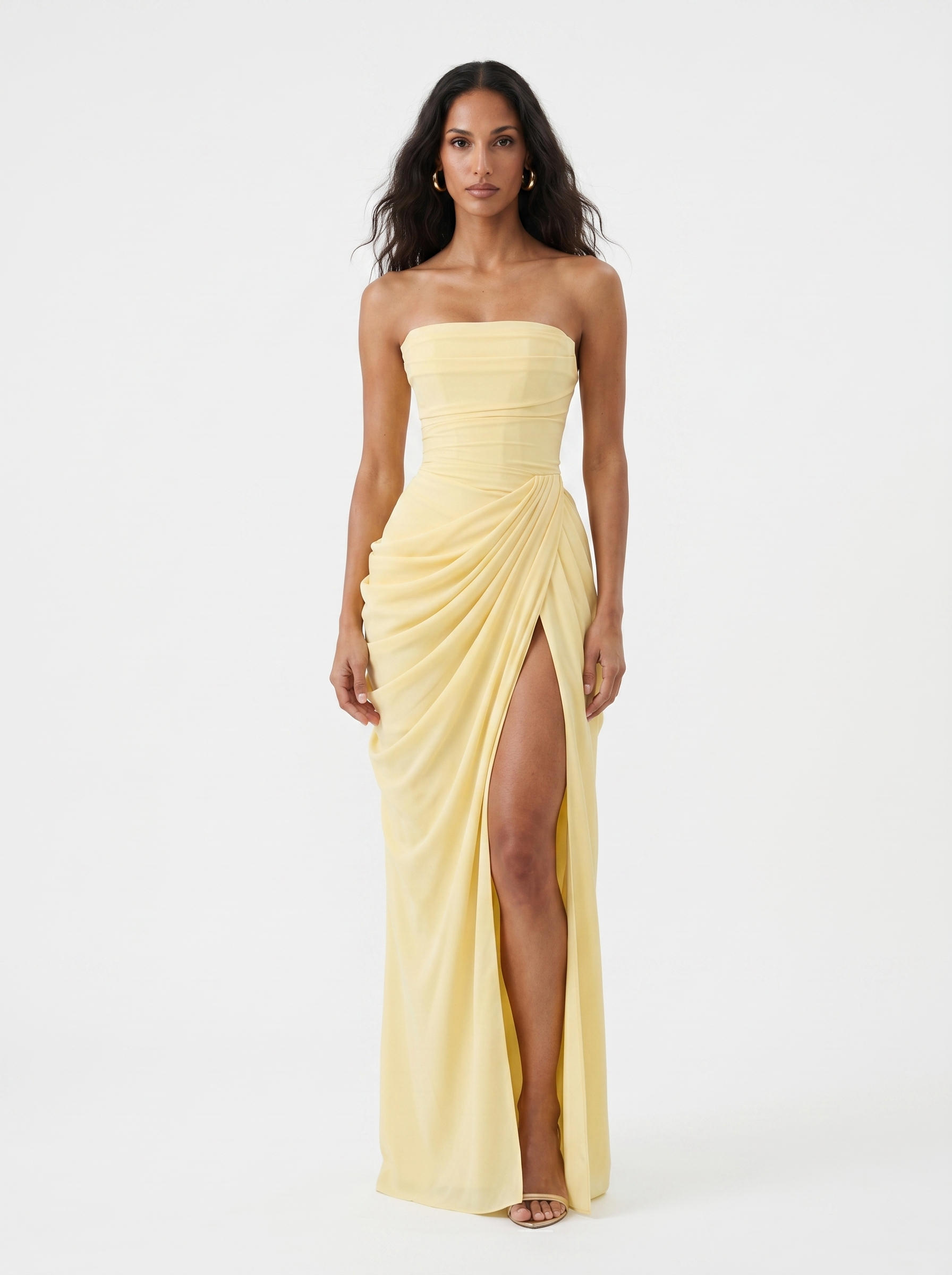 Clélia – Robe longue asymétrique à dos lacé, image 1