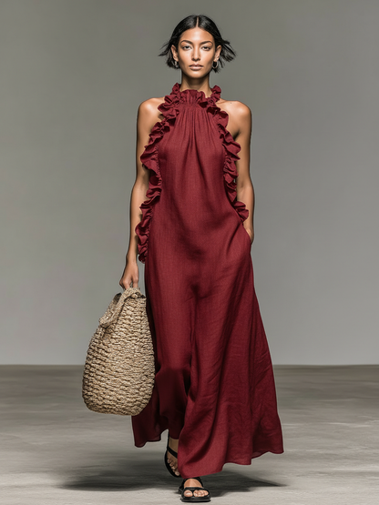 Aliette – Robe longue fluide à volants et poches, image 5