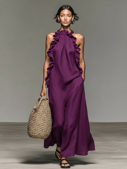 Aliette – Robe longue fluide à volants et poches, image 7