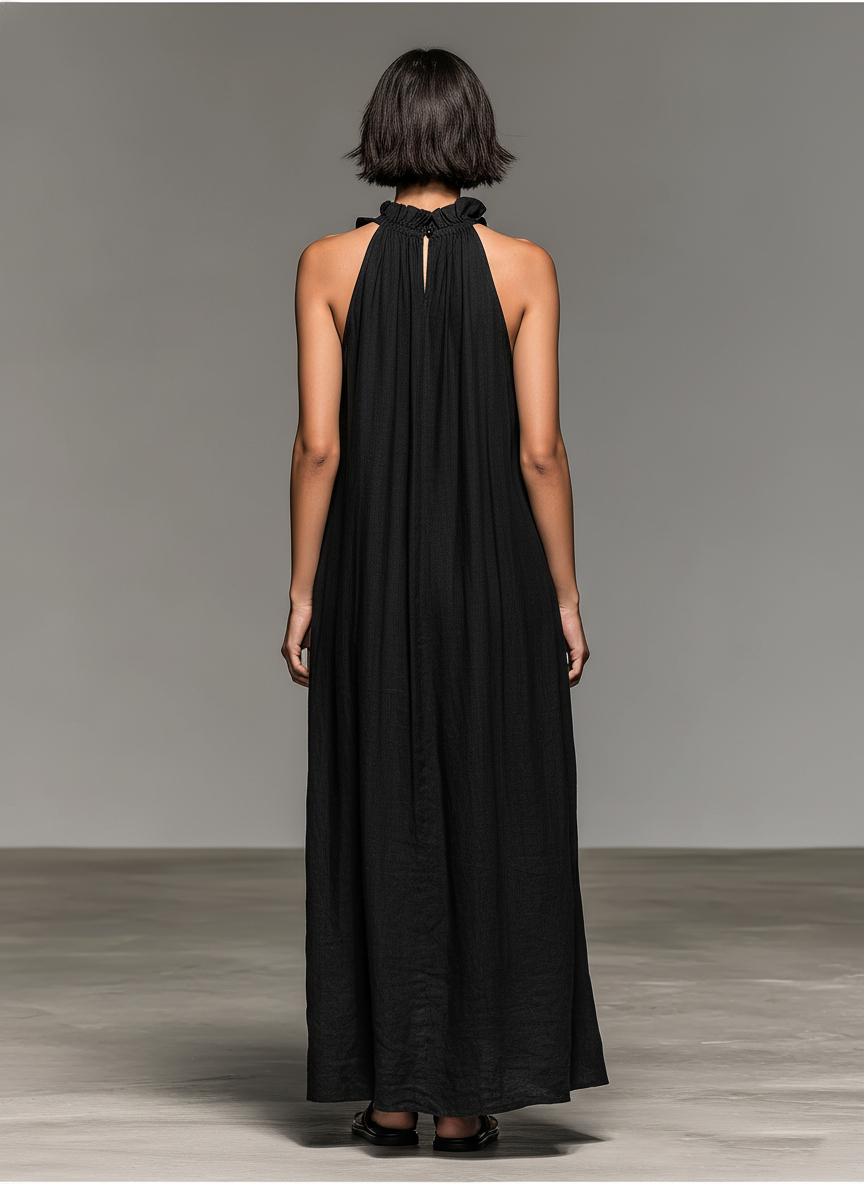 Aliette – Robe longue fluide à volants et poches, image 2