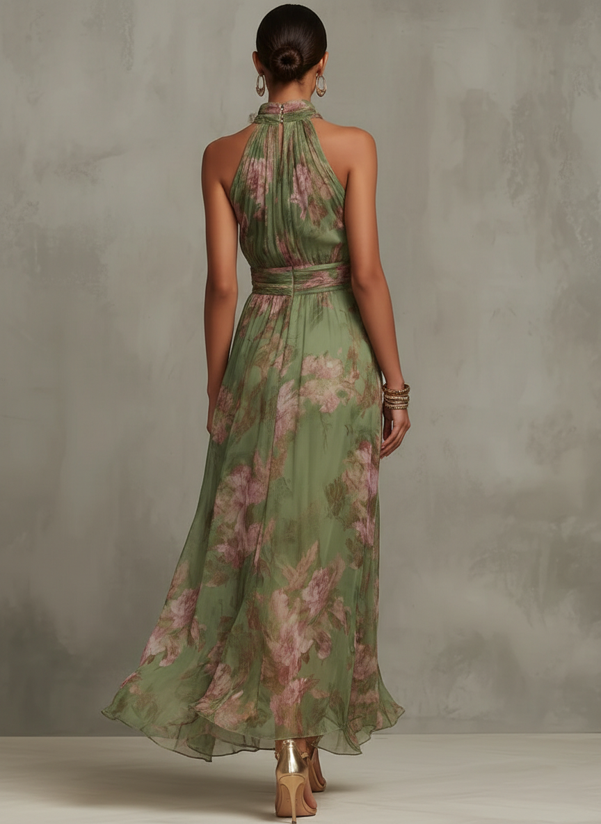 Aurora – Robe longue fleurie à col halter, image 2