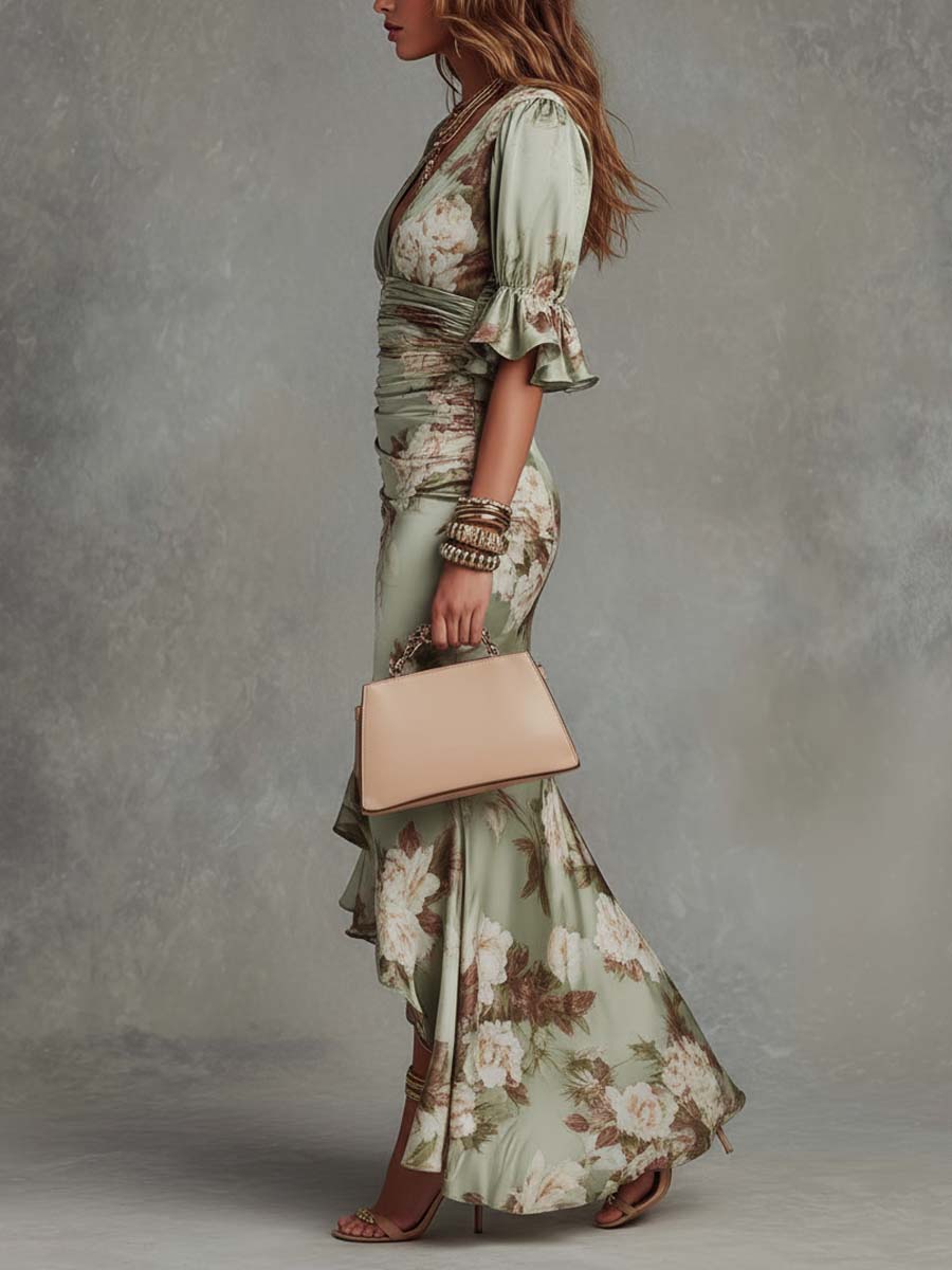 Camelia – Robe fleurie en satin, image 4