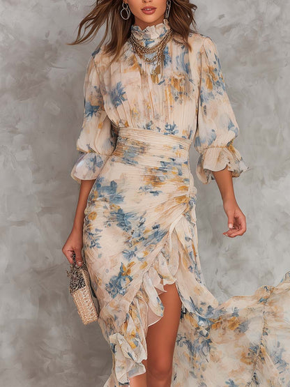 Ysolde – Robe longue fleurie à jupe volantée, image 3