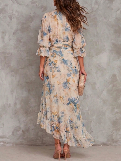 Ysolde – Robe longue fleurie à jupe volantée, image 2