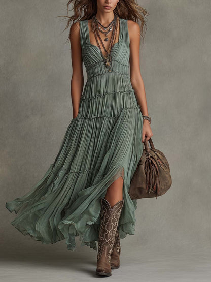Zita – Robe longue plissée à taille élastiquée, image 1