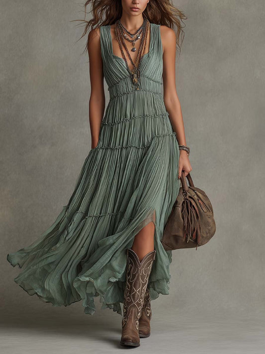 Zita – Robe longue plissée à taille élastiquée, image 1