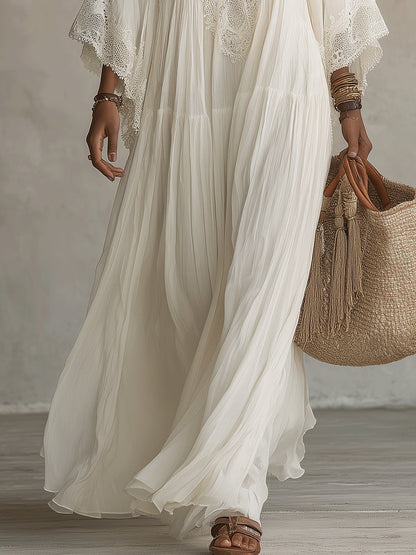 Indara – Robe longue blanche à col V, image 5