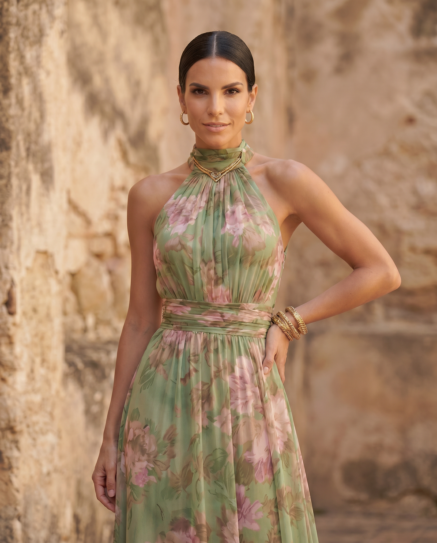 Éva – Robe longue fleurie à col halter, image 2