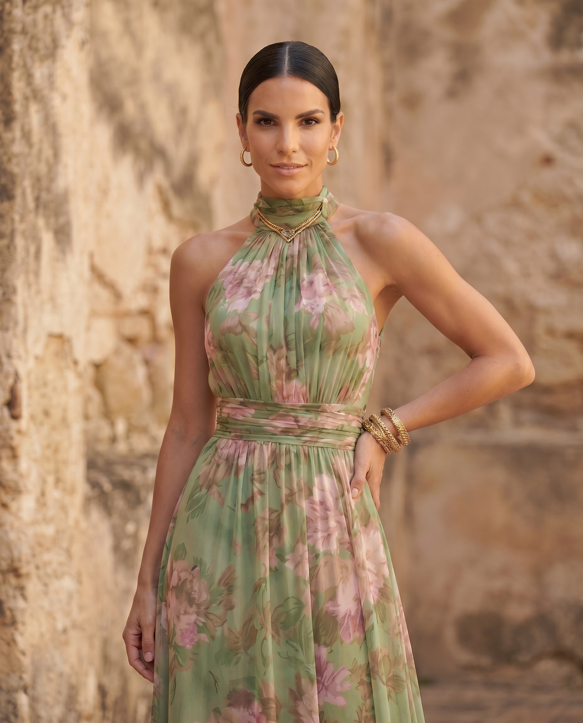 Éva – Robe longue fleurie à col halter, image 2