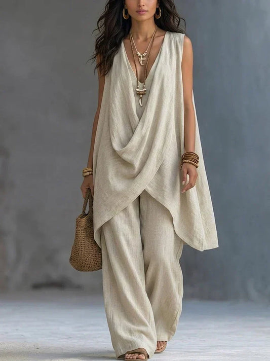 Ensemble Esther – drapé et pantalon large, image 1