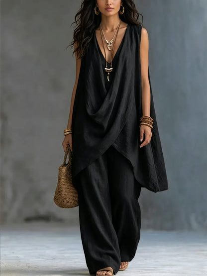 Ensemble Esther – drapé et pantalon large, image 2